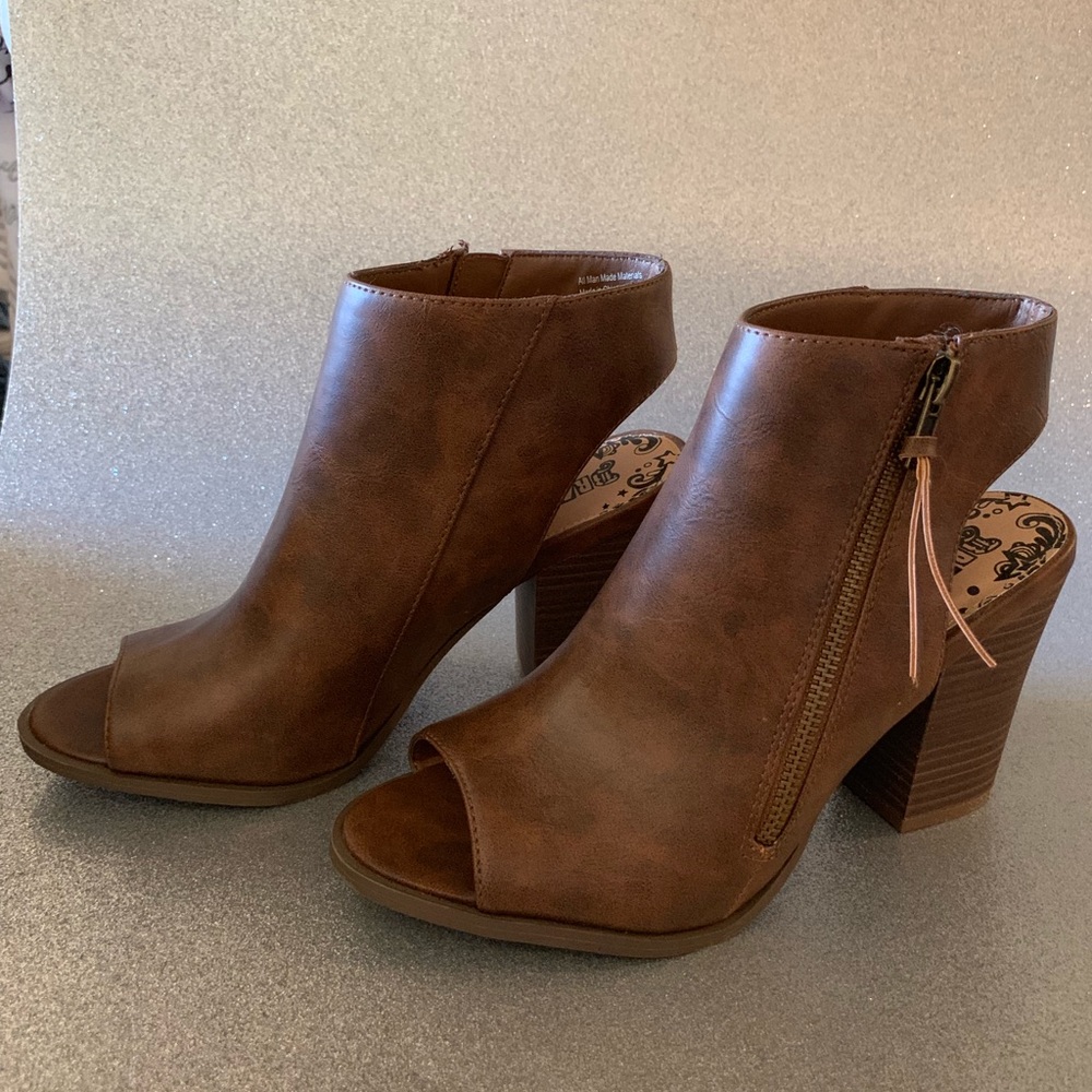 Brash open toe booties